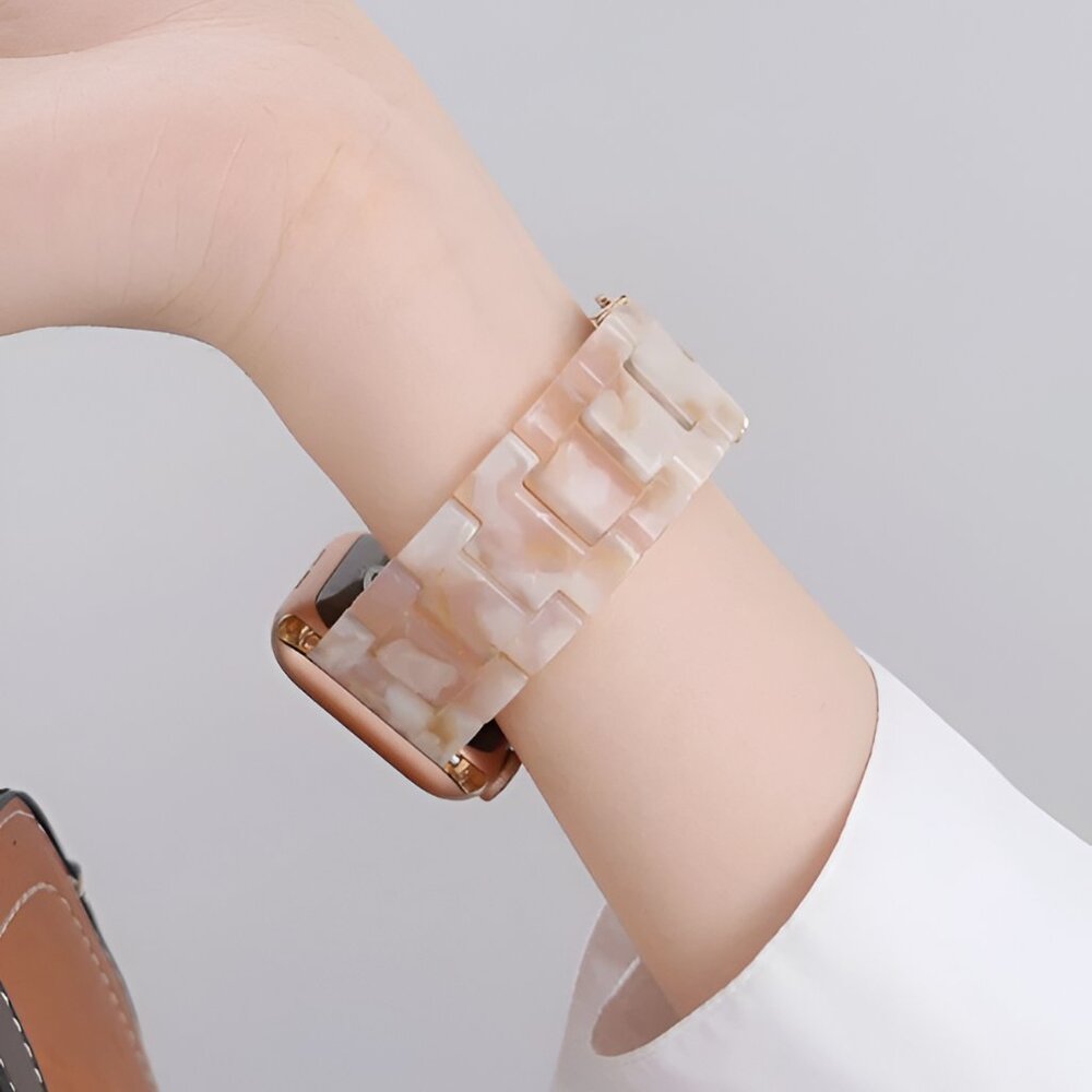Apple Watch Band Pink Marble Resin Adjustable Stylish Strap Watch Band - Picture 3 of 4